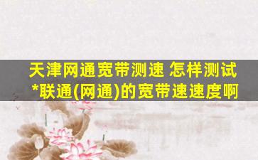 天津网通宽带测速 怎样测试中国联通(网通)的宽带速速度啊